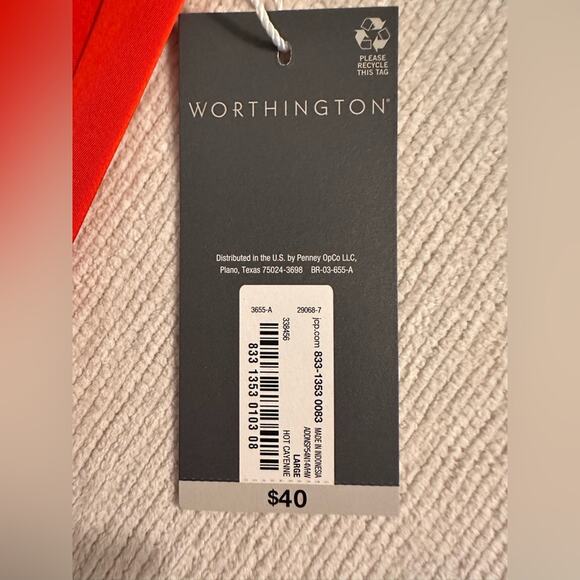 Worthington Women’s Hot Cayenne Red Halter Neck Sleeveless Blouse Sz Large NWT - Picture 5 of 6